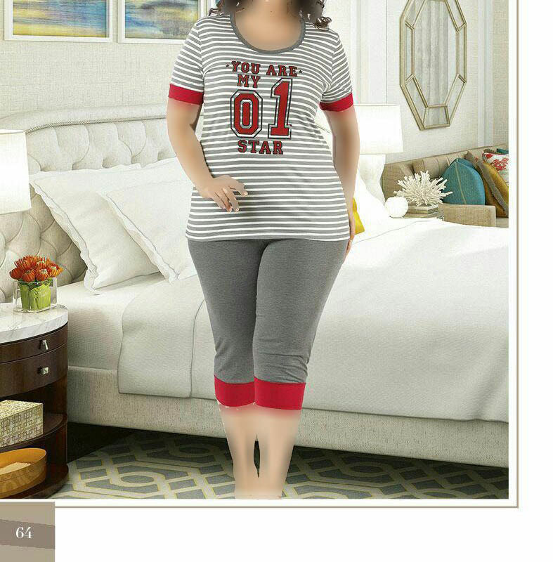 تصویر  تی شرت شلوارک سایز بزرگ زنانه ترک - 7445 Miss Tiko