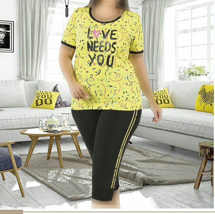 تصویر  تی شرت شلوارک سایز بزرگ زنانه ترک - 7460 Miss Tiko